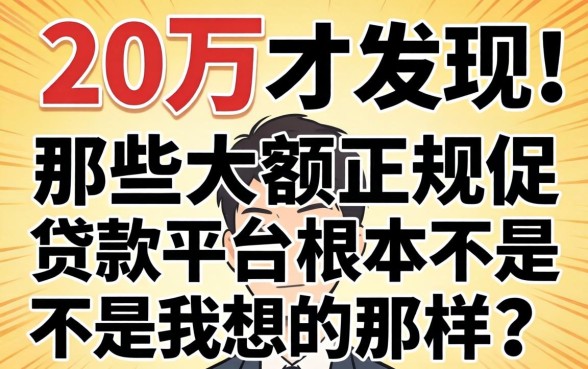 我借了20万才发现，那些大额正规贷款平台根本不是我想的那样