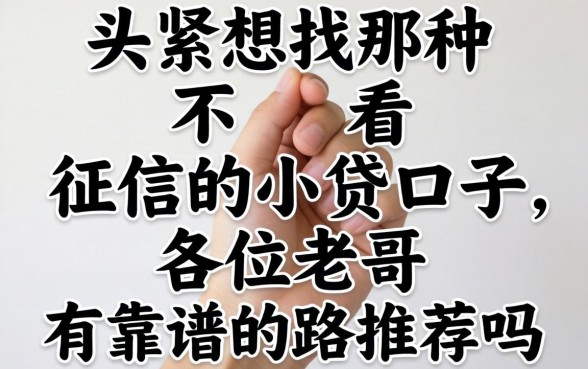 手头紧想找那种不看征信的小贷口子,各位老哥有靠谱的路子推荐吗?