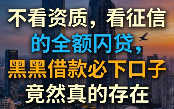 我试了那些不看资质不看征信的小额网贷，黑户借款必下口子竟然真的存在