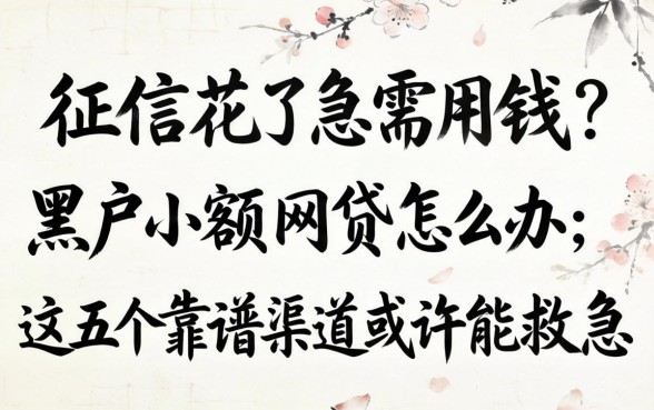 征信花了急需用钱？黑户小额网贷怎么办，这五个靠谱渠道或许能救急