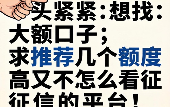 手头紧想找大额口子，求推荐几个额度高又不怎么看征信的平台！
