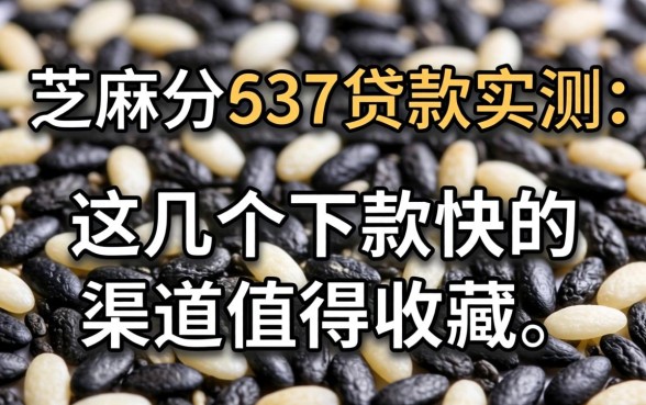 芝麻分637贷款实测：这几个下款快的渠道值得收藏