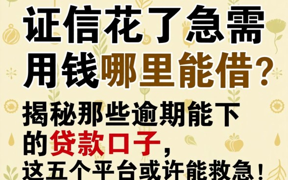 征信花了急需用钱哪里能借？揭秘那些逾期能下的贷款口子，这五个平台或许能救急！