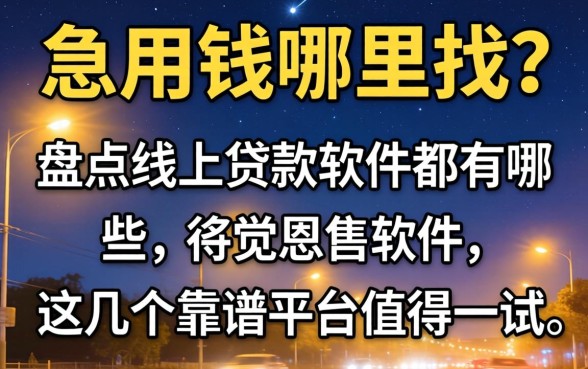 深夜急用钱哪里找？盘点线上贷款软件都有哪些，这几个靠谱平台值得一试