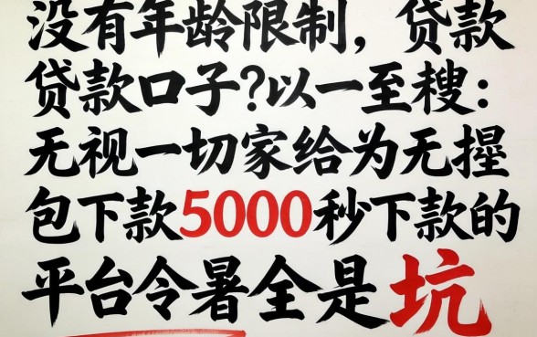 我试了那些没有年龄限制的贷款口子，无视一切包下款5000秒下款的平台全是坑