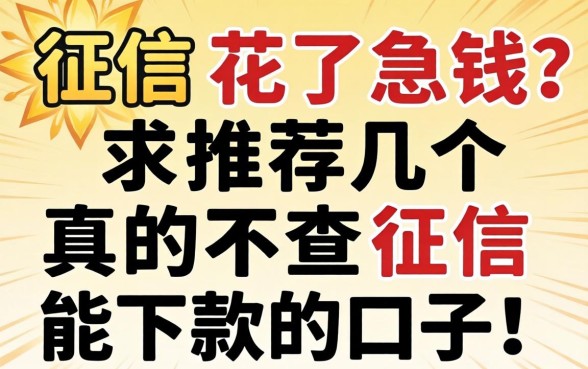 征信花了急用钱?求推荐几个真的不查征信能下款的口子!