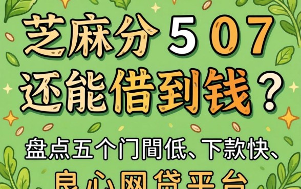 芝麻分507还能借到钱吗？盘点五个门槛低、下款快的良心网贷平台