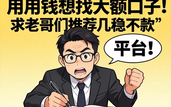 急用钱想找大额口子,求老哥们推荐几个稳下款的平台!