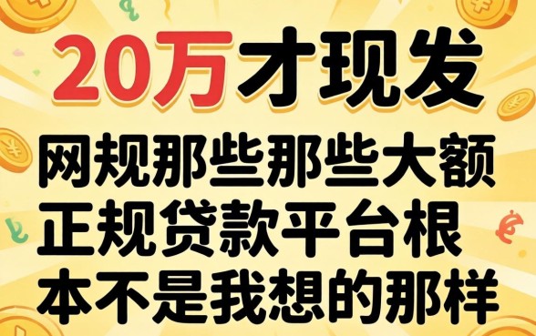 我借了20万才发现，那些大额正规贷款平台根本不是我想的那样