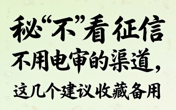 揭秘不看征信不用电审的渠道，这几个建议收藏备用