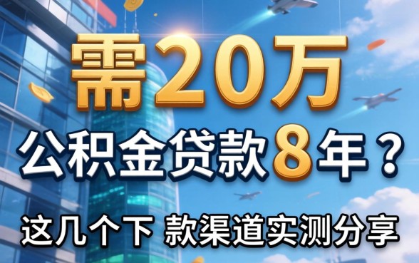 急需20万公积金贷款8年?这几个下款渠道实测分享
