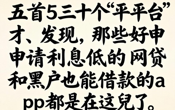 我翻了五十个平台才发现，那些好申请利息低的网贷和黑户也能借款的app都在这儿了