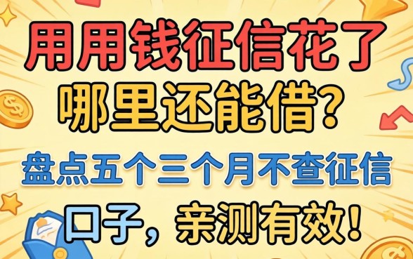 急用钱征信花了哪里还能借？盘点五个三个月不查征信的口子，亲测有效！