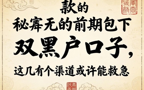 揭秘无前期包下款的双黑户口子，这几个渠道或许能救急