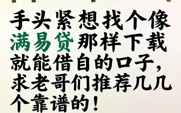 手头紧想找个像满易贷那样下载就能借的口子，求老哥们推荐几个靠谱的！