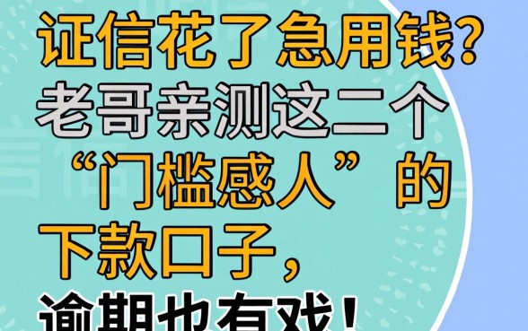 征信花了急用钱？老哥亲测这几个“门槛感人”的下款口子，逾期也有戏！