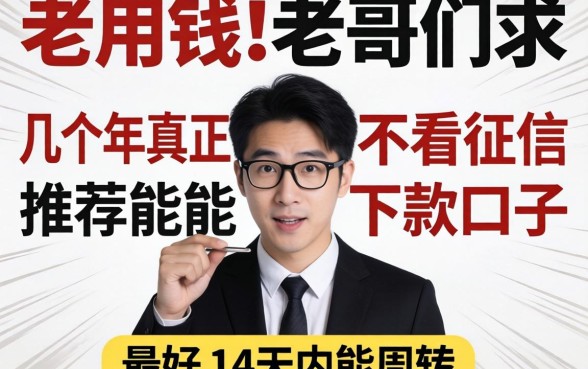 急用钱！老哥们求推荐几个2026年真正不看征信能下款的口子，最好14天内能周转！