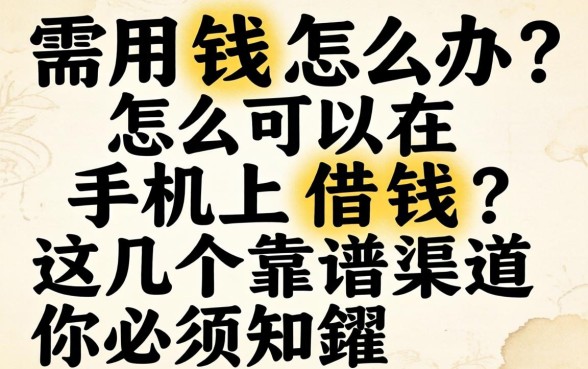 急需用钱怎么办？怎么可以在手机上借钱？这几个靠谱渠道你必须知道