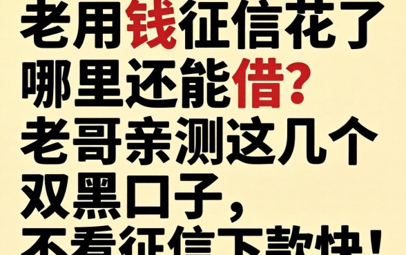 急用钱征信花了哪里还能借？老哥亲测这几个双黑口子，不看征信下款快！