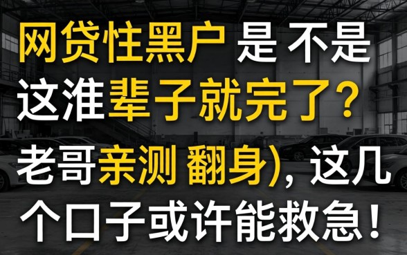 网贷黑户是不是这辈子就完了？老哥亲测翻身，这几个口子或许能救急！