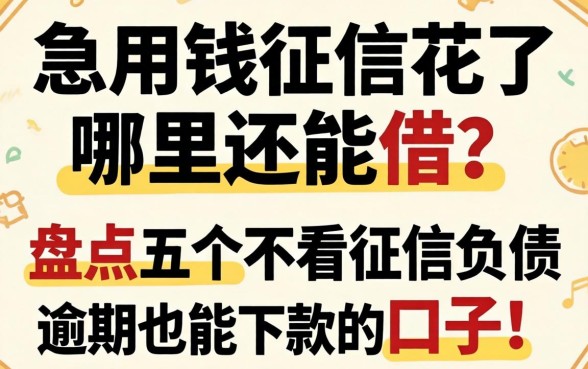 急用钱征信花了哪里还能借?盘点五个不看征信负债逾期也能下款的口子!