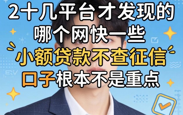 我试了十几个平台才发现，哪个网快一些和小额贷款不查征信的口子根本不是重点