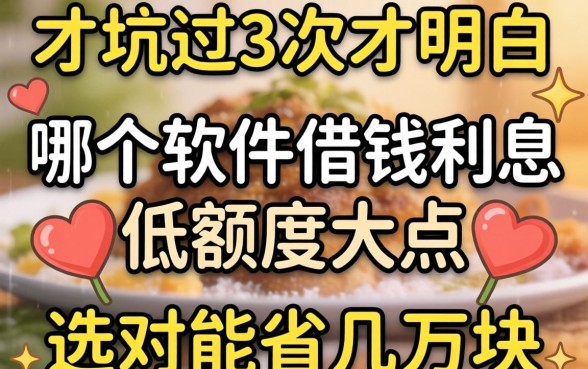 被坑过3次才明白：哪个软件借钱利息低额度大点，选对能省几万块