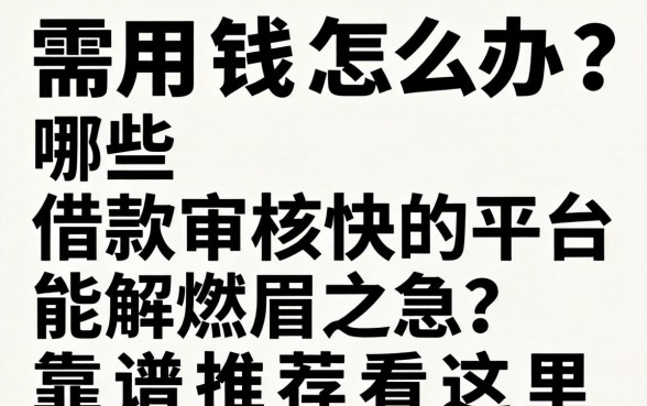 急需用钱怎么办？哪些借款审核快的平台能解燃眉之急？靠谱推荐看这里