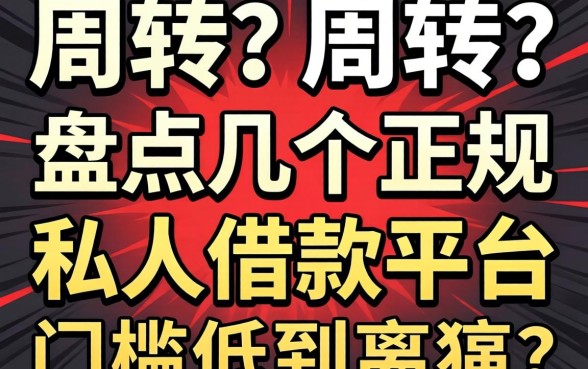 急需周转？盘点几个正规私人借款平台，门槛低到离谱