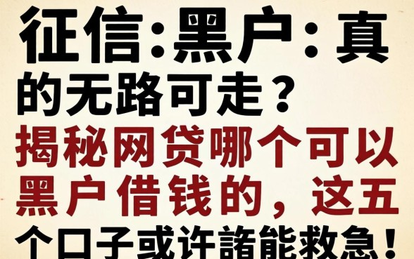 征信黑户真的无路可走？揭秘网贷哪个可以黑户借钱的，这五个口子或许能救急！