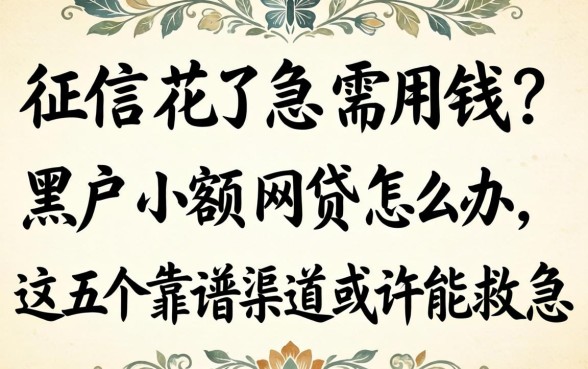 征信花了急需用钱？黑户小额网贷怎么办，这五个靠谱渠道或许能救急
