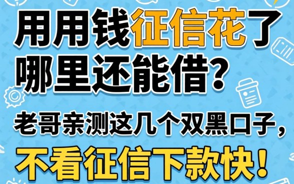 急用钱征信花了哪里还能借？老哥亲测这几个双黑口子，不看征信下款快！
