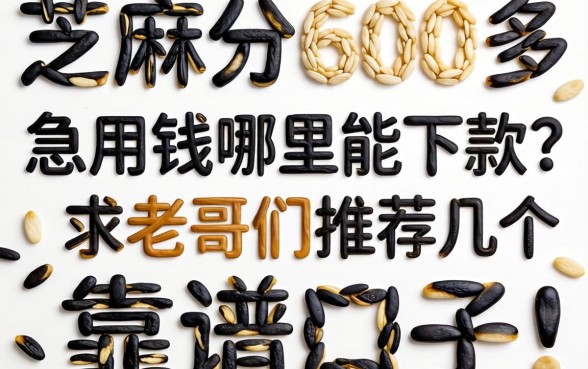 芝麻分600多,急用钱哪里能下款?求老哥们推荐几个靠谱口子!