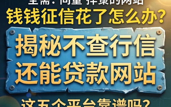 急需用钱征信花了怎么办？揭秘不查征信 还能贷款的网站有哪些，这五个平台靠谱吗？
