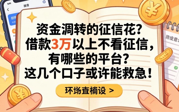 急需资金周转却征信花？借款3万以上不看征信的有哪些平台？这几个口子或许能救急