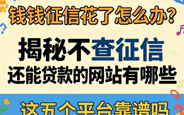 急需用钱征信花了怎么办？揭秘不查征信 还能贷款的网站有哪些，这五个平台靠谱吗？