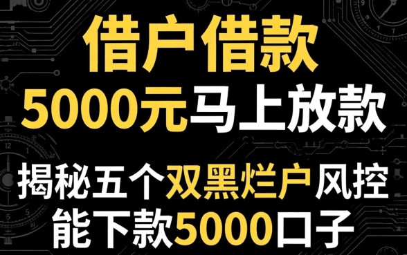 黑户借款5000元马上放款，揭秘五个双黑烂户风控能下款5000口子