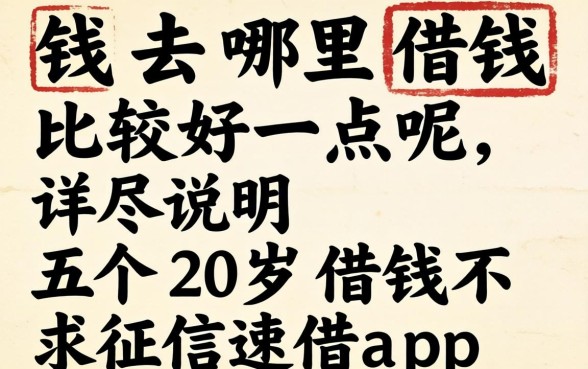 缺钱去哪里借钱比较好一点呢，详尽说明五个20岁借钱不求征信速借app