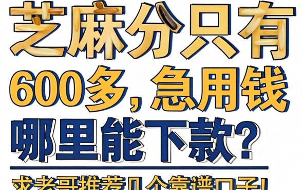 芝麻分只有600多,急用钱哪里能下款?求老哥推荐几个靠谱口子!
