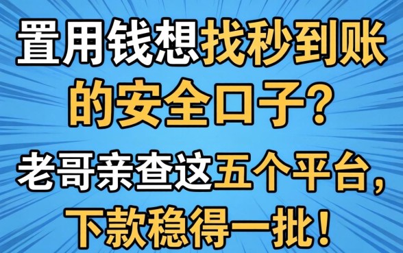急用钱想找秒到账的安全口子?老哥亲测这五个平台,下款稳得一批!