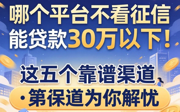 急需资金周转?哪个平台不看征信能贷款30万以下,这五个靠谱渠道为你解忧