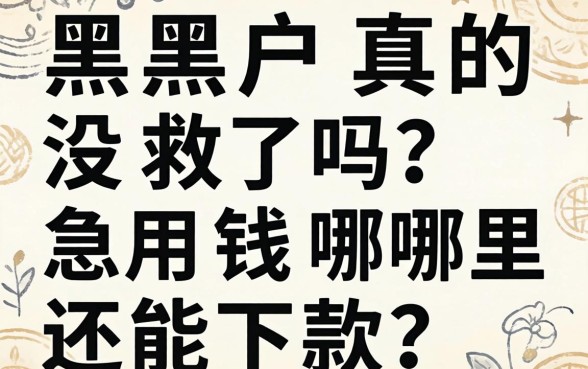 网黑黑户真的没救了吗？急用钱哪里还能下款？