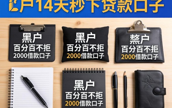 黑户14天秒下贷款口子,整理五个黑户百分百不拒的2000借款口子