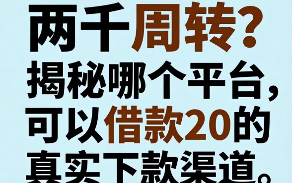 急需两千周转？揭秘哪个平台可以借款2千的真实下款渠道