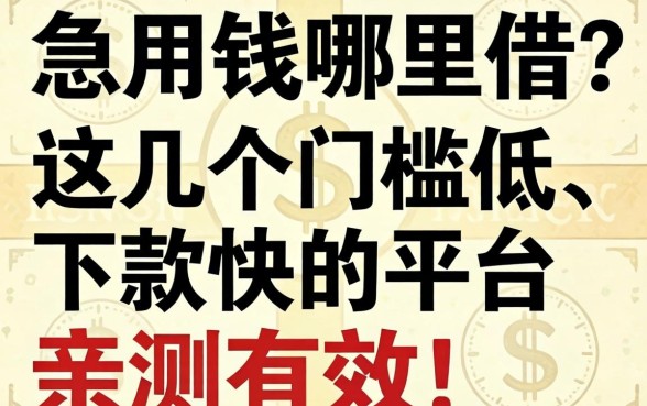 急用钱哪里借？这几个门槛低、下款快的平台亲测有效！