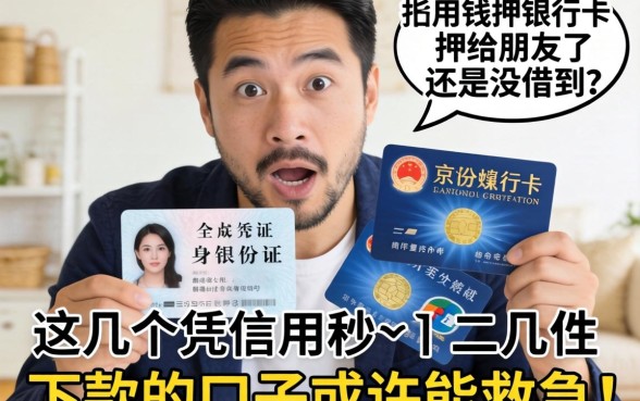 急用钱把身份证银行卡押给朋友了还是没借到？这几个凭信用秒下款的口子或许能救急！
