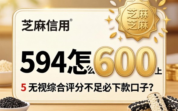 芝麻信用594怎么上600，细致阐述5个无视综合评分不足必下款口子