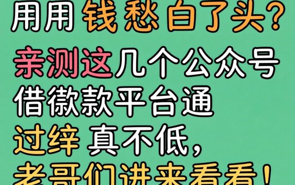 急用钱愁白了头？亲测这几个公众号借款平台通过率真不低，老哥们进来看看！