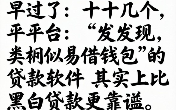 我试了十几个平台，发现类似易借钱包的贷款软件其实比黑白贷款更靠谱