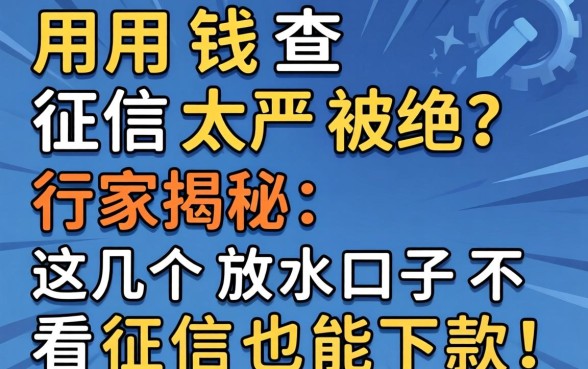 急用钱查征信太严被拒？行家揭秘：这几个放水口子不看征信也能下款！